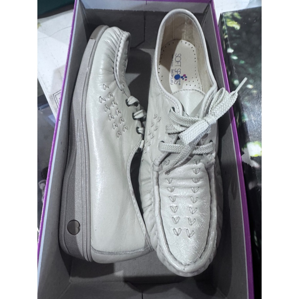 Soft Spots Bonnie Lite Bone Leather Lace Up Loafers Womens 6 N Comfort Shoes